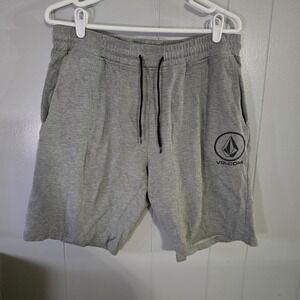 Volcom Sweat Shorts Mens XL Gray Stone Logo Drawstring Knit Lounge Shorts